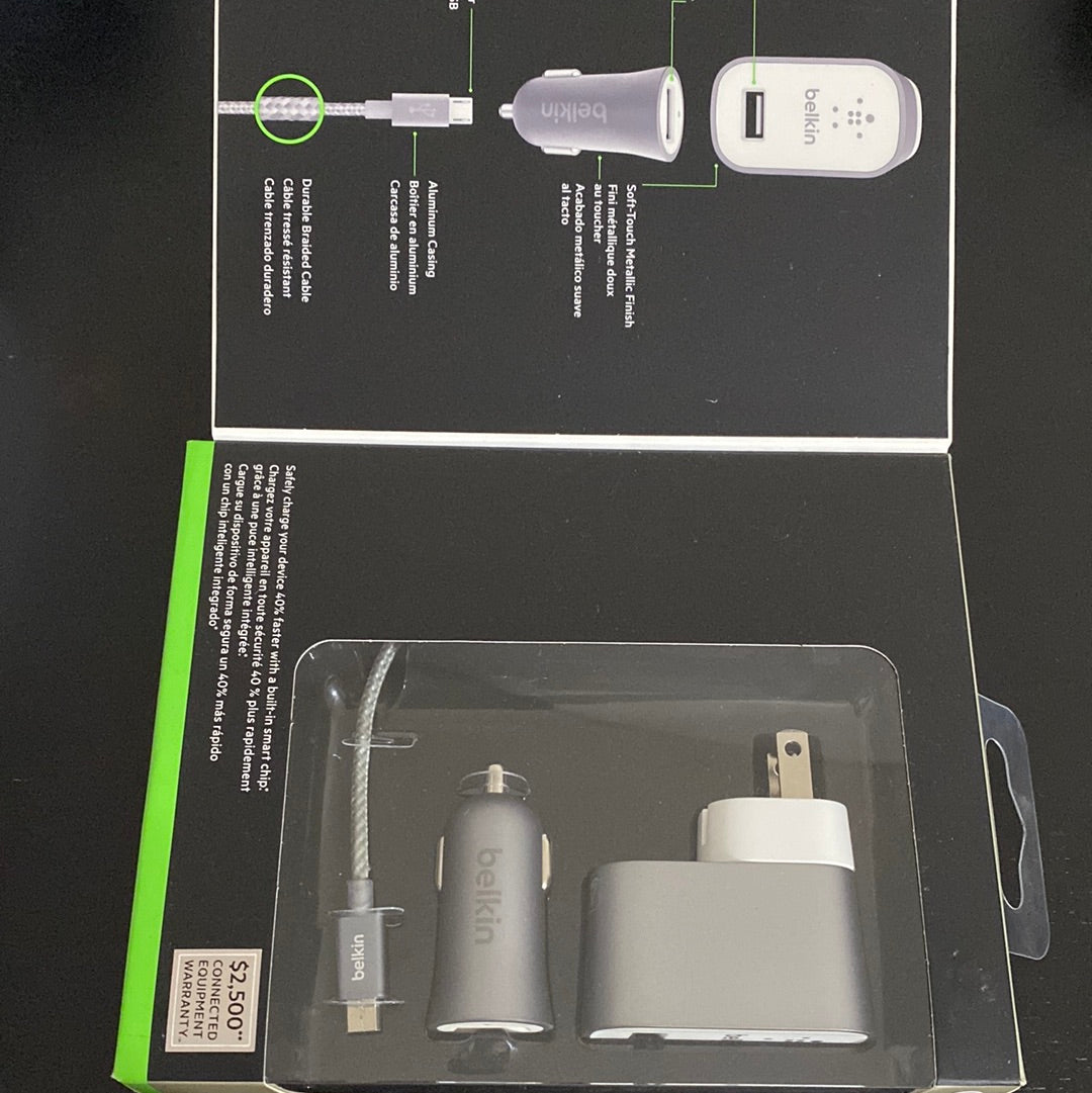 Belkin Mixit Metallic 2.4A Premium Charging Kit w/ Micro USB Cable - Space Gray